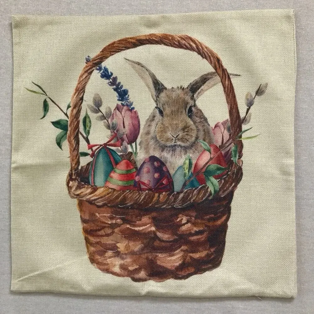 Easter Bunny & Egg NWT 4 Decorative Pillow Cases Spring Farmhouse Floral